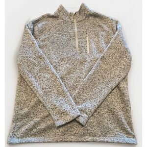 Jockey Quarter Zip Pullover Mens XL Gray Marled Fleece Lined Sweater